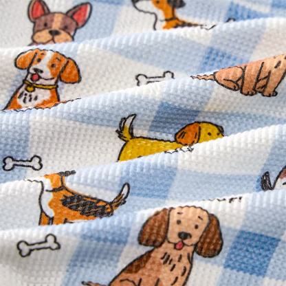 WOOF! Baby Dog Print Blue Plaid Waffle 2-piece Set - image 6