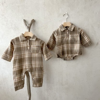 Baby Retro Plaid Lapel Romper/Bodysuit - image 7