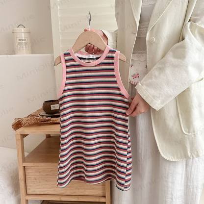 Toddler Stylish Striped Sleeveless Dress - Dark Pink - 8Y - image 13