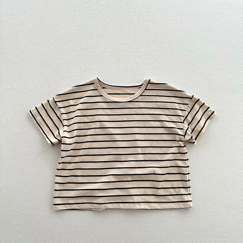 Toddler Stripe Casual T-Shirt - Beige - 8Y - image 7