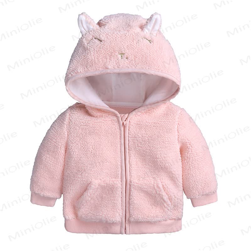Baby Solid Color Lamb Fleece Outerwear - Pink - 18-24M - image 8