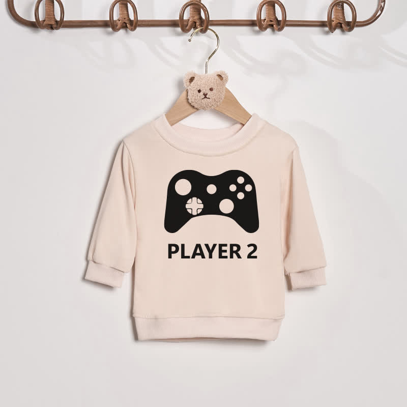 PLAYER 1/PLAYER 2 Gamepad Beige Family Sweatshirt - Beige - Baby Sweatshirt: 2-3T - image 6