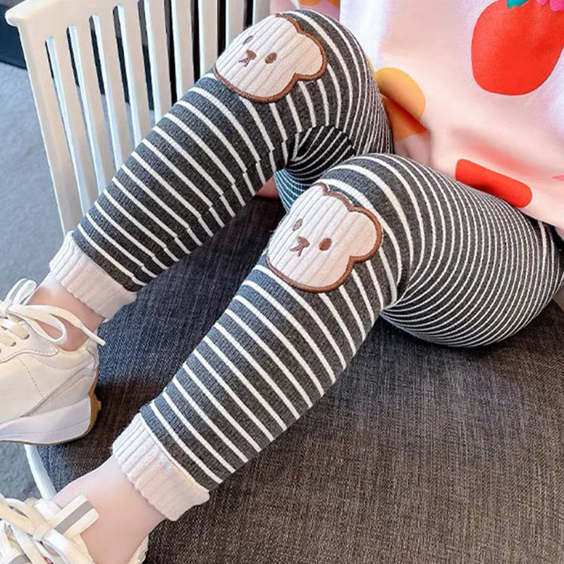 Toddler Girls Bear Print Knit Leggings 3-Pack