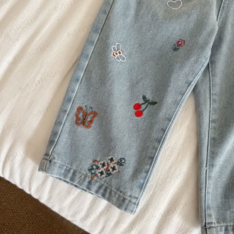 Baby Toddler Animal Plant Embroidered Denim Pants - image 10