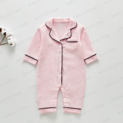 Baby Pocket Lapel Pajamas Romper - Pink - 18-24M - image 5