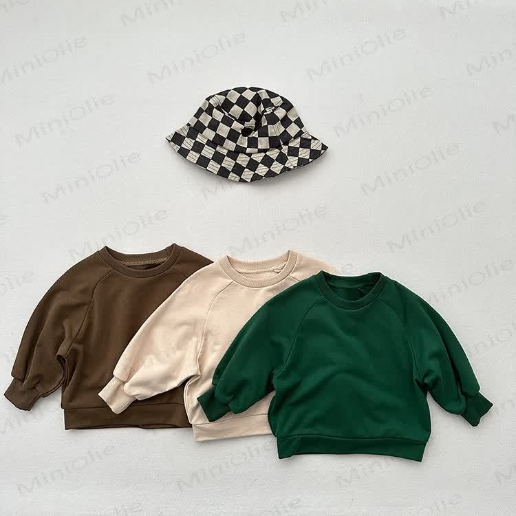 Toddler Solid Color Round Collar Casual Sweatshirt  - image 4