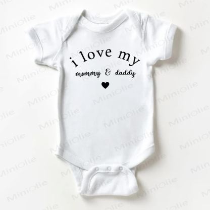 I LOVE MY MOMMY&DADDY Baby Slogan White Bodysuit - White - 18-24M - image 1