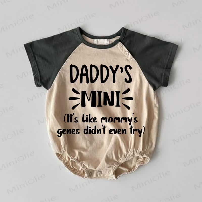 DADDY'S MINI Baby Contrast Sleeves Bodysuit - Khaki - 18-24M - image 1