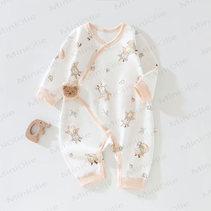  Baby Print Newborn Romper - Apricot Fawn - 3-6M - image 3