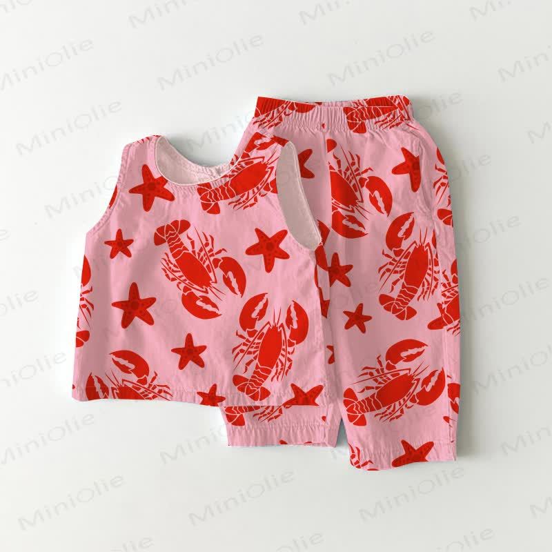 Baby Toddler Girl Lobster and Starfish Pink Sleeveless 2-piece Set - Pink - 3-4T - image 1