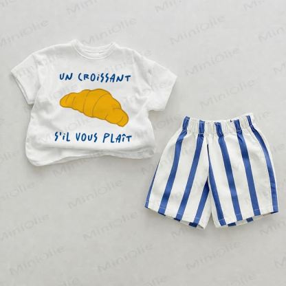 UN CROISSANT S'LL VOUS PLAIT Baby Blue Vertical Striped 2-piece Set - White&Blue - 2-3T - image 1