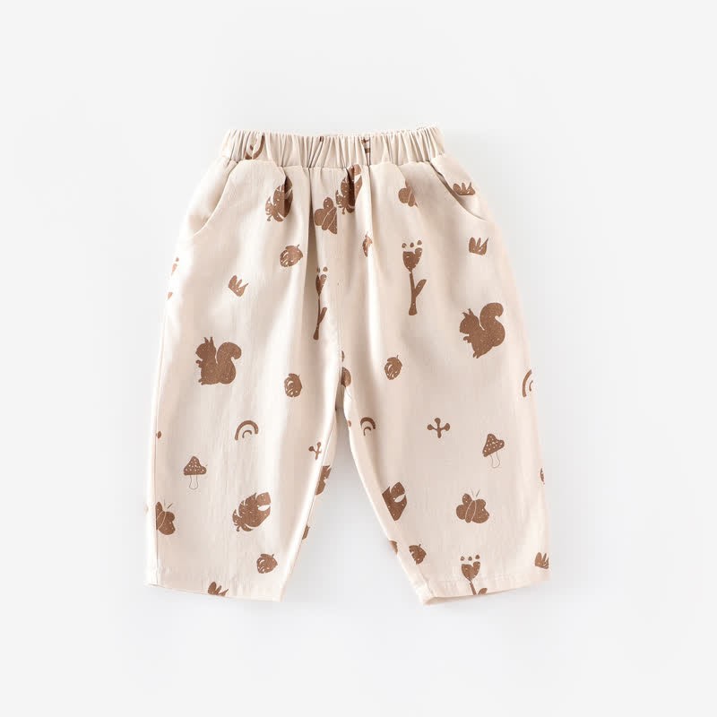 Baby Toddler Squirrel Leaves Pants - Beige - 5-7T - image 10