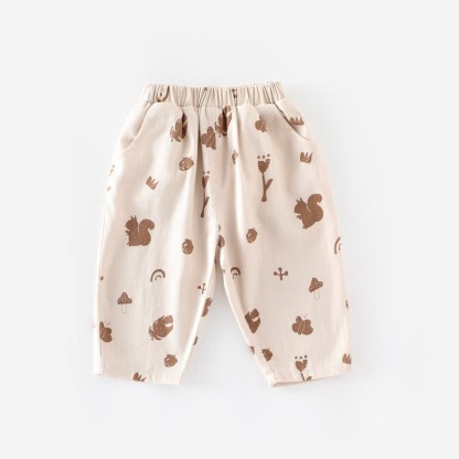 Baby Toddler Squirrel Leaves Pants - Beige - 5-7T - image 10
