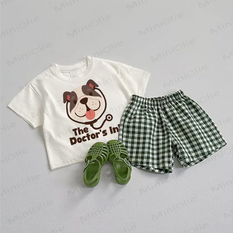 THE DOCTOR'S IN! Baby Tee and Shorts 2-Piece Set - White&Green - 3-5T - image 1