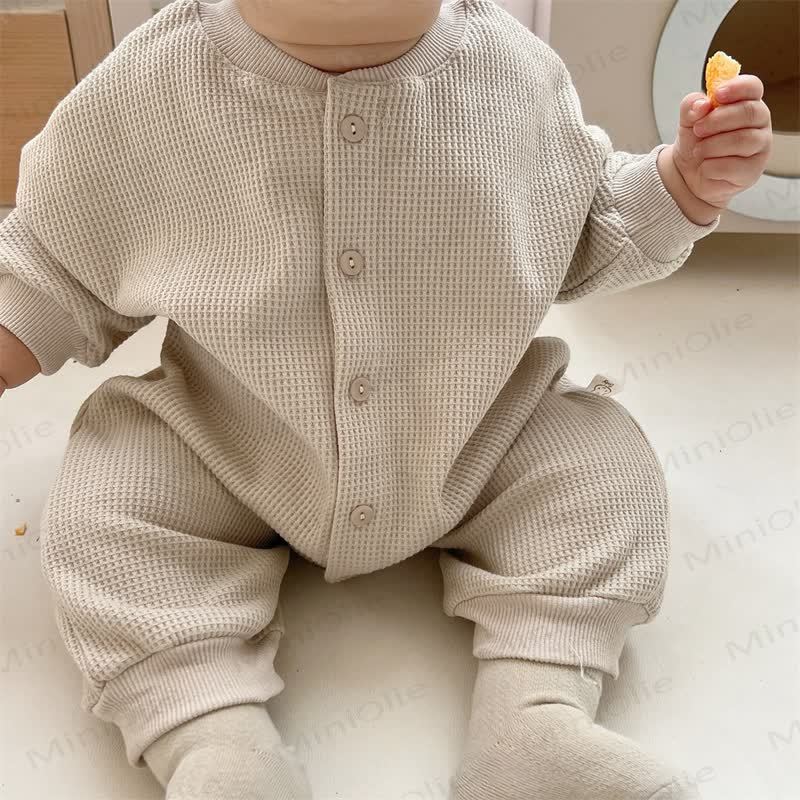 Baby Neutral Solid Color Casual Romper  - Apricot - 18-24M - image 6