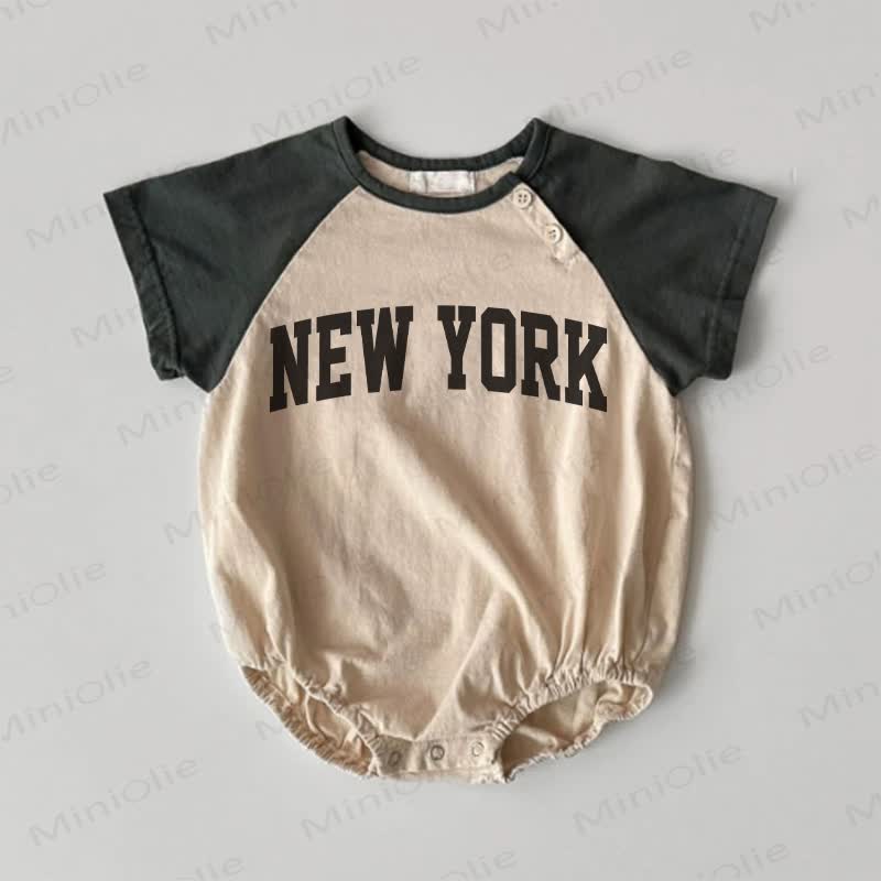 NEW YORK Baby Contrast Sleeves Bodysuit - Khaki - 18-24M - image 1