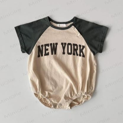 NEW YORK Baby Contrast Sleeves Bodysuit - Khaki - 18-24M - image 1