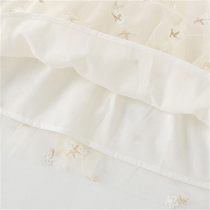 Toddler Embroidered Flower Tulle White Dress - image 5