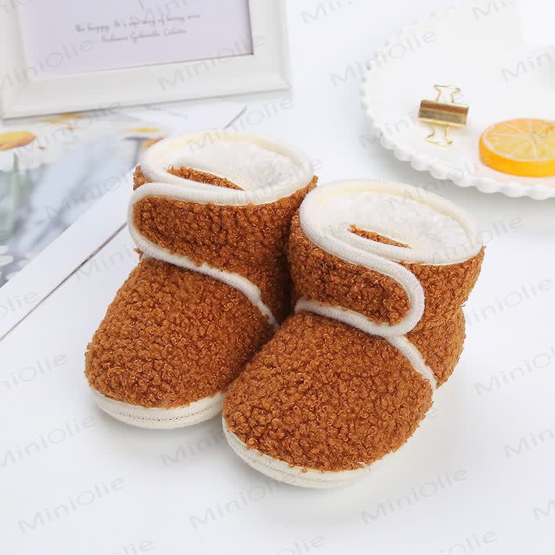 Baby Christmas Plush Warm Shoes - Brown - 12-15M - image 1