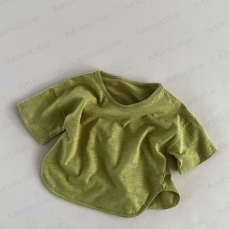 Toddler Solid Color Retro Soft T-shirt - Light Green - 7-9T - image 16