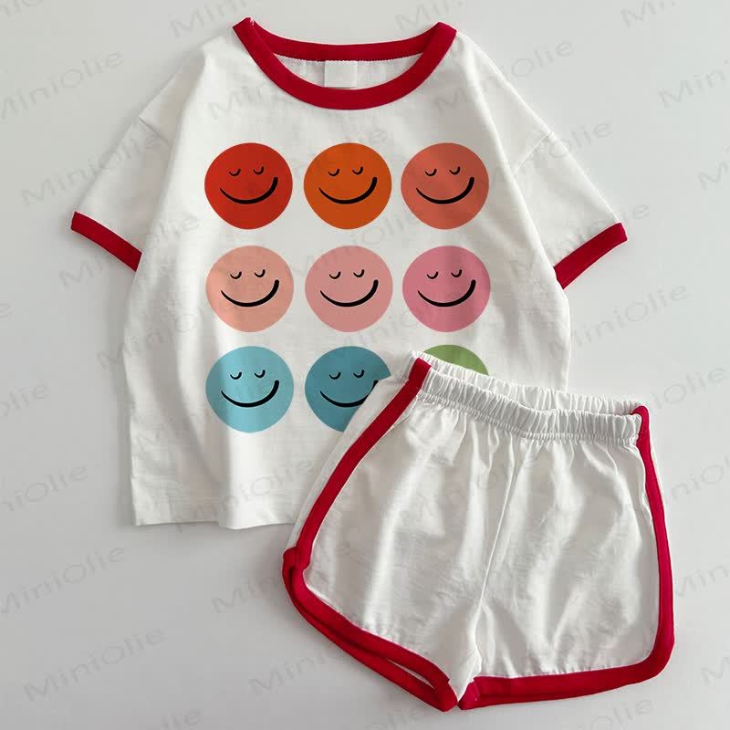 Baby Smiley T-shirt and Shorts 2-Piece Set - White&Red - 3-5T - image 1