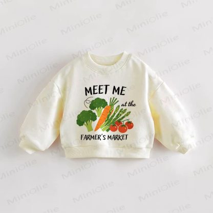 MEET ME AT THE FARMER'S MARKET Baby Toddler White Sweatshirt - White - 3-5T - image 1