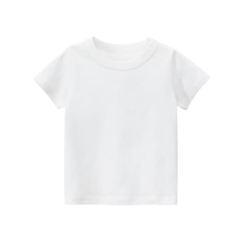 Kid Solid Color Simple T-Shirt - White - 10Y - image 7