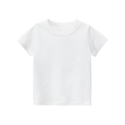 Kid Solid Color Simple T-Shirt - White - 10Y - image 7
