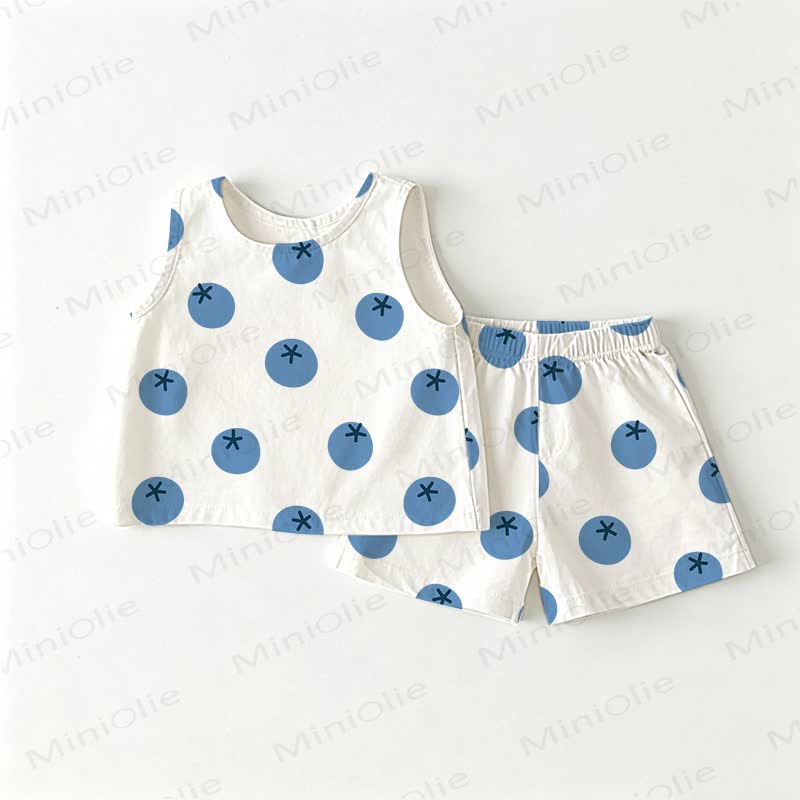 Baby Toddler Blueberry Top and Shorts 2-piece Set - White - 3-4T - image 1