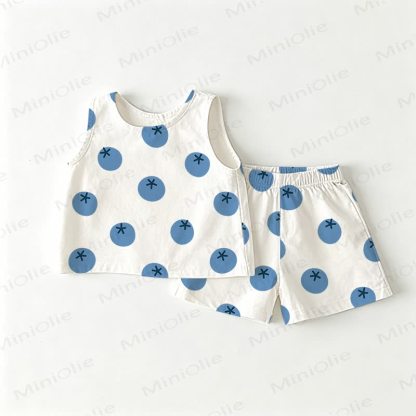 Baby Toddler Blueberry Top and Shorts 2-piece Set - White - 3-4T - image 1