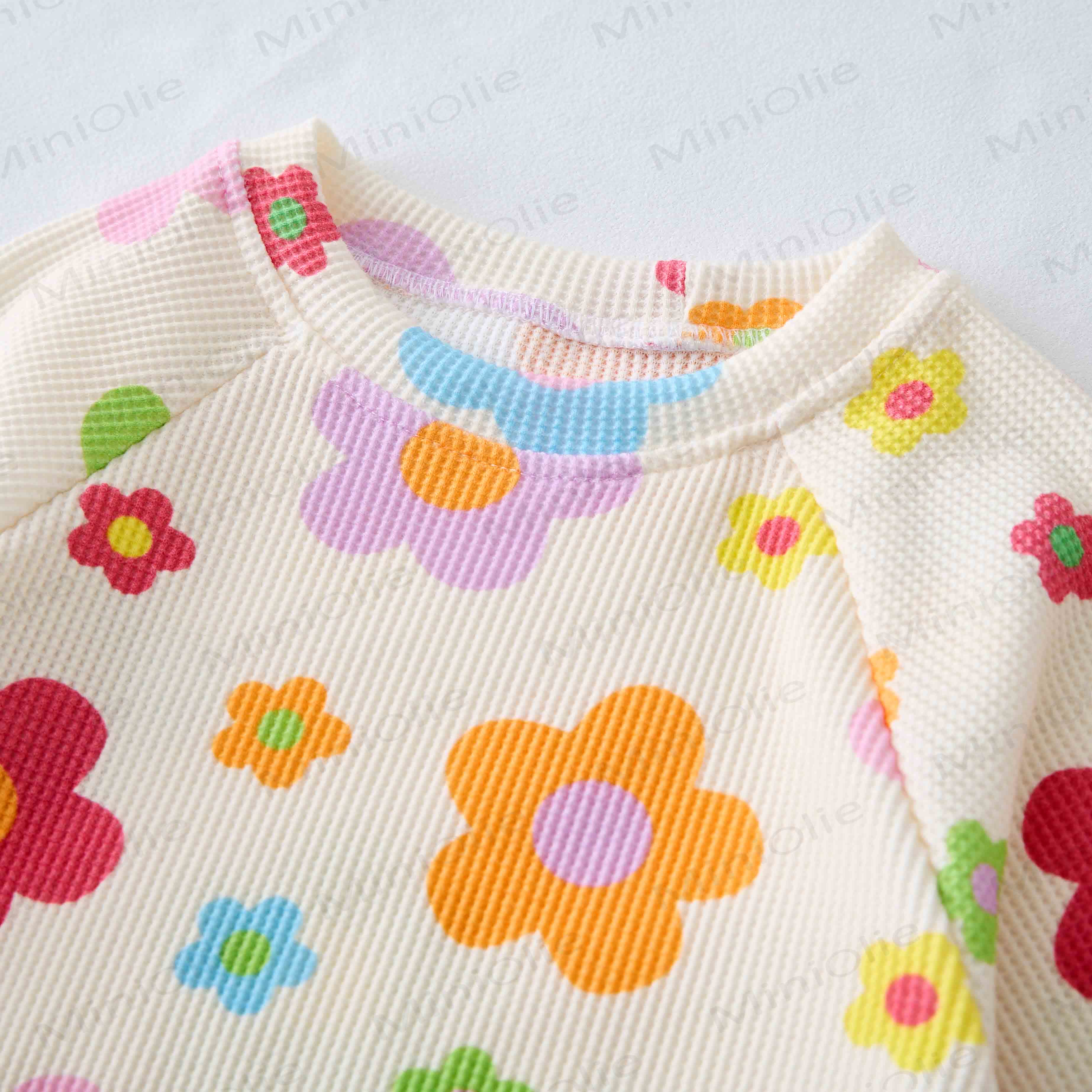 Baby Waffle Dopamine Flowers Romper - image 3