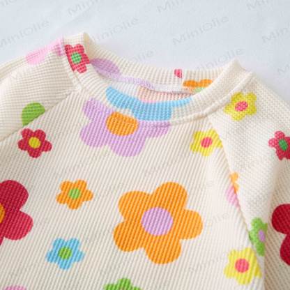 Baby Waffle Dopamine Flowers Romper - image 3