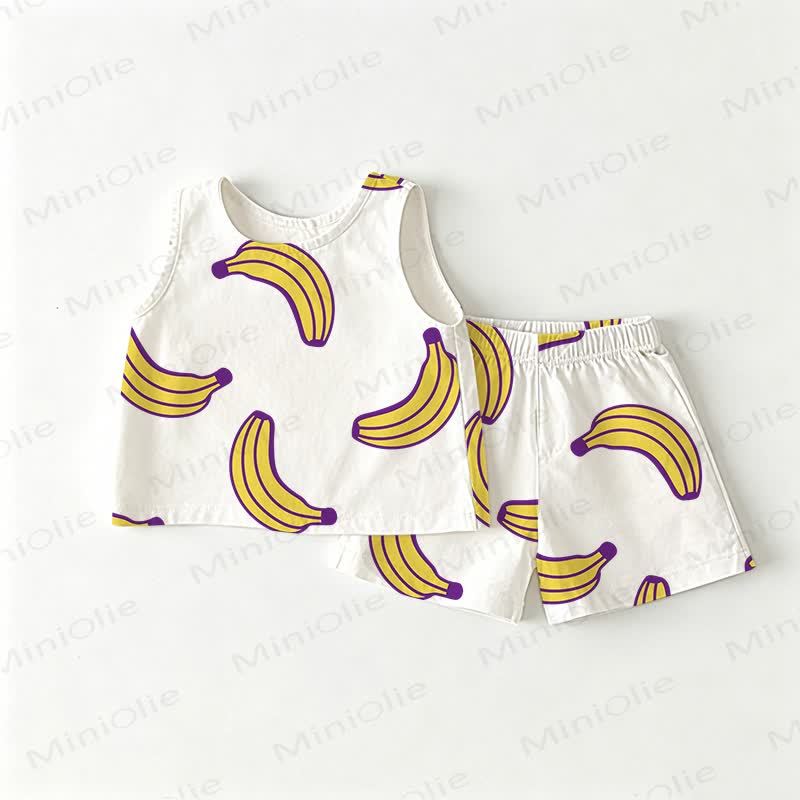 Baby Toddler Banana Top and Shorts 2-piece Set - White - 3-4T - image 1