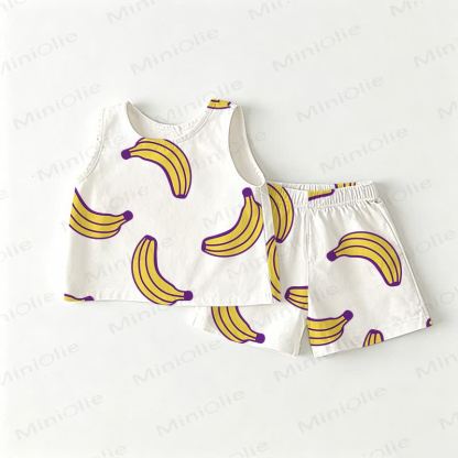Baby Toddler Banana Top and Shorts 2-piece Set - White - 3-4T - image 1