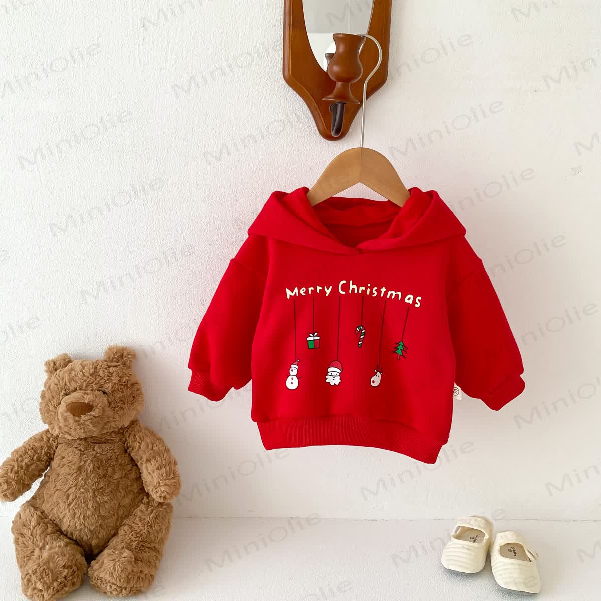 MERRY CHRISTMAS Baby Snowman Elk Santa Claus Hoodie - Red - 2-3T - image 12