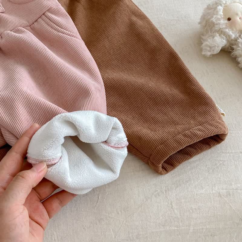 Baby Toddler Girl Solid Color Fleece Flying Sleeves Overalls - image 9