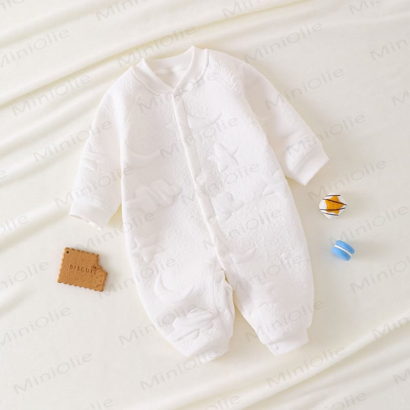 Baby Moon Star Solid Color Quilted Romper - White - 18-24M - image 11