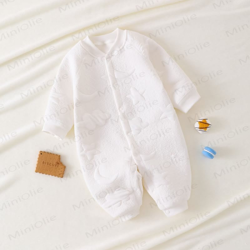 Baby Moon Star Solid Color Quilted Romper - White - 18-24M - image 11