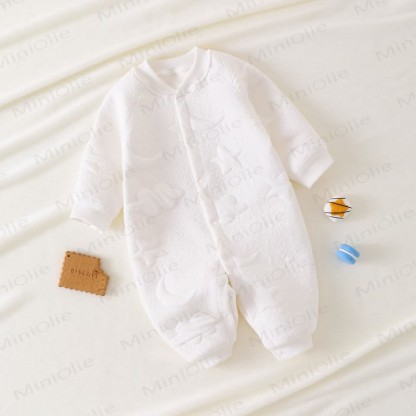Baby Moon Star Solid Color Quilted Romper - White - 18-24M - image 11
