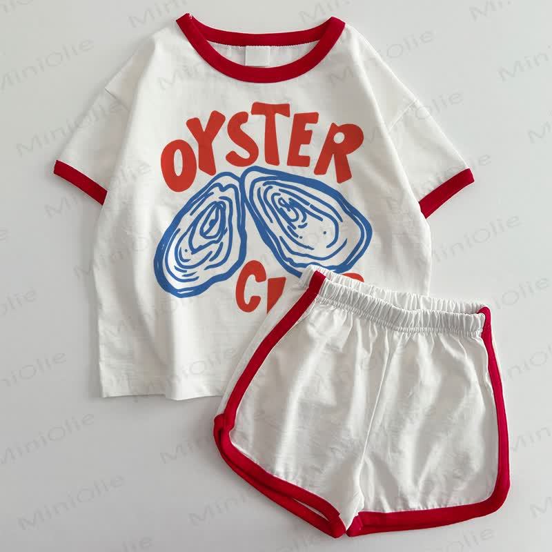 OYSTER CLUB Baby T-shirt and Shorts 2-Piece Set - White&Red - 3-5T - image 1