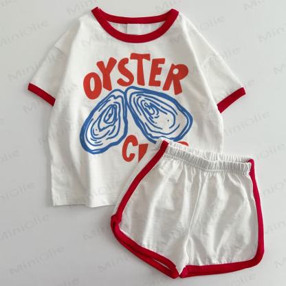 OYSTER CLUB Baby T-shirt and Shorts 2-Piece Set - White&Red - 3-5T - image 1