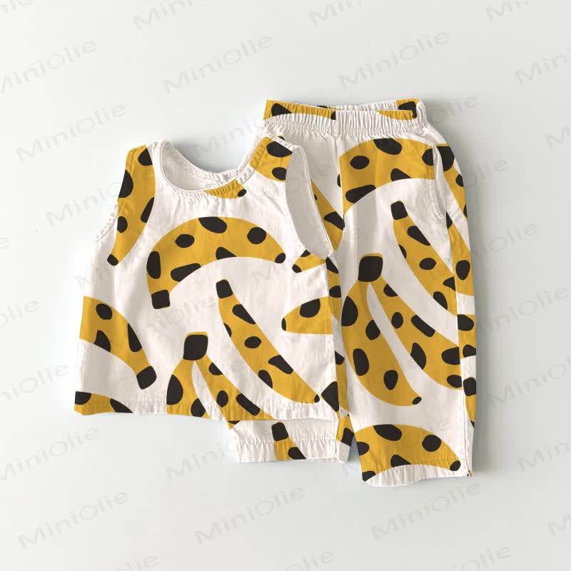 Baby Toddler Leopard-print Banana Sleeveless 2-piece Set - White - 5-7T - image 1