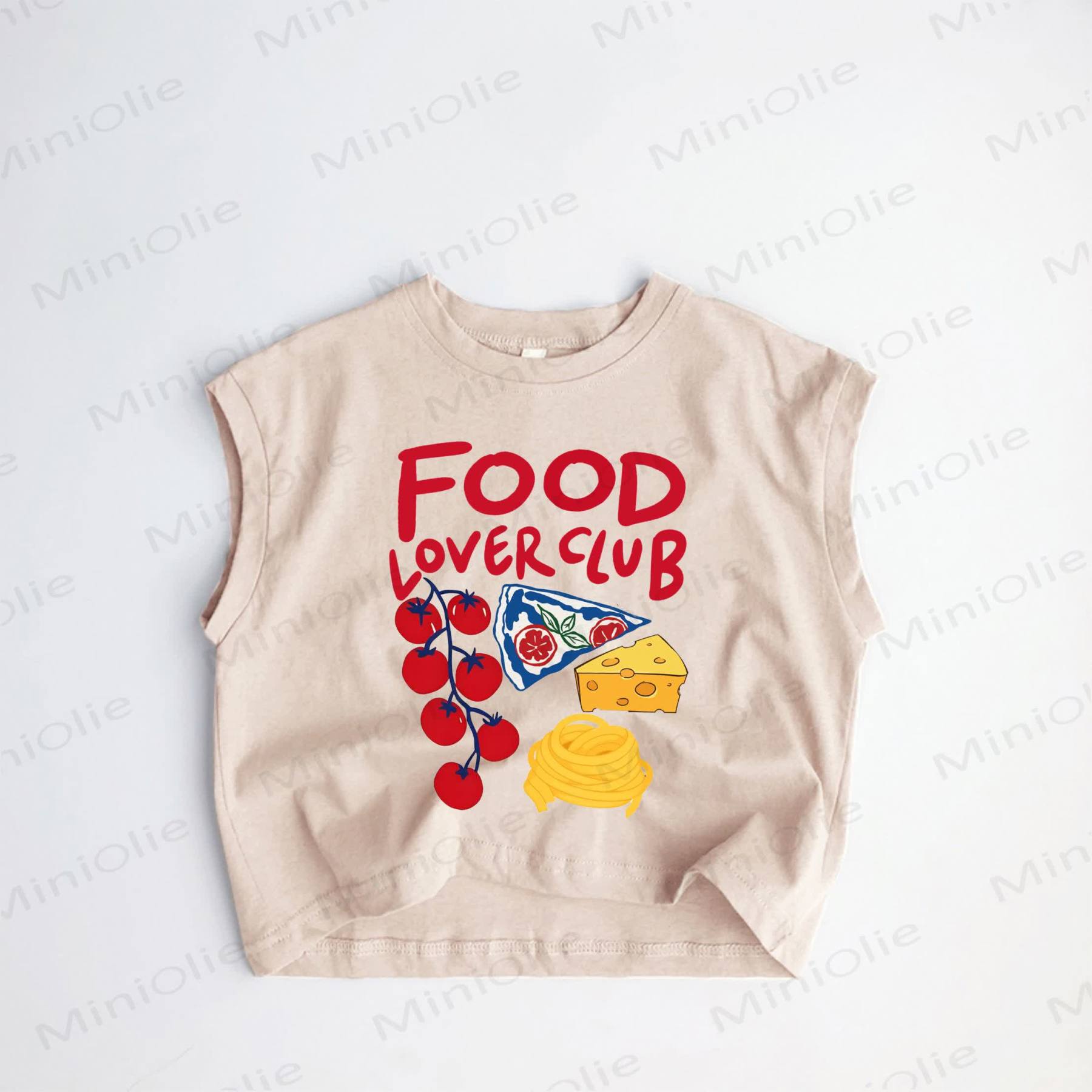 FOOD LOVER CLUB Baby Toddler Food Print Khaki Tank Top - Khaki - 3-5T - image 1