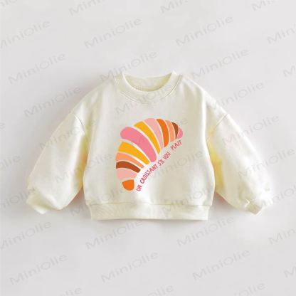 UN CROISSANT S'IL VOU PLAIT Baby Toddler Croissant Print Sweatshirt - Cream - 3-5T - image 1