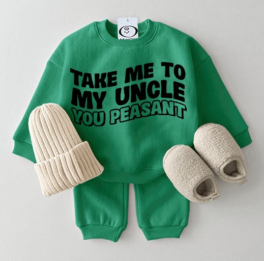 TAKE ME TO MY UNCLE YOU PEASANT Baby 2-piece Set - Green - 2-3T - image 7