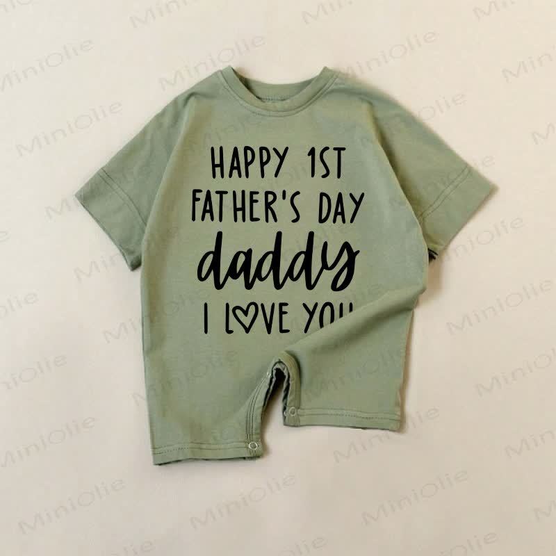 HAPPY 1ST FATHER'S DAY DADDY I LOVE YOU Baby Green Romper - Green - 18-24M - image 1