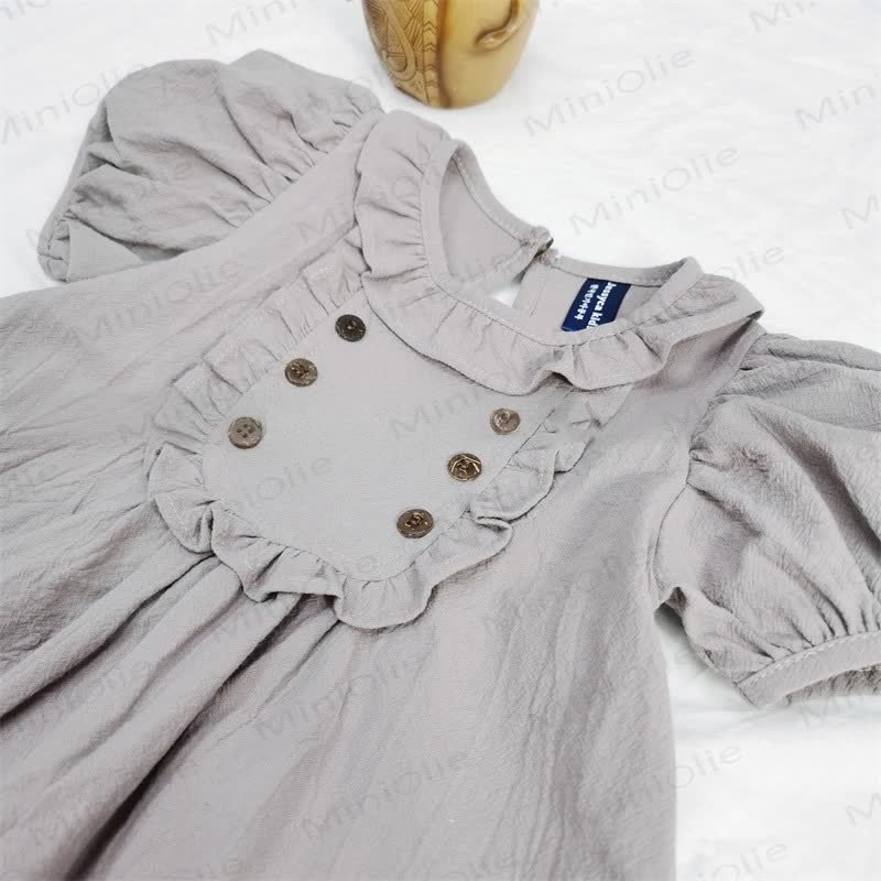 Baby Toddler Solid Color Ruffled Collar Dress - image 4