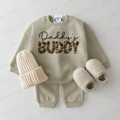 DADDY'S BUDDY Baby Toddler Sweatshirt 2-piece Set - Grey Green - 2-3T - image 3