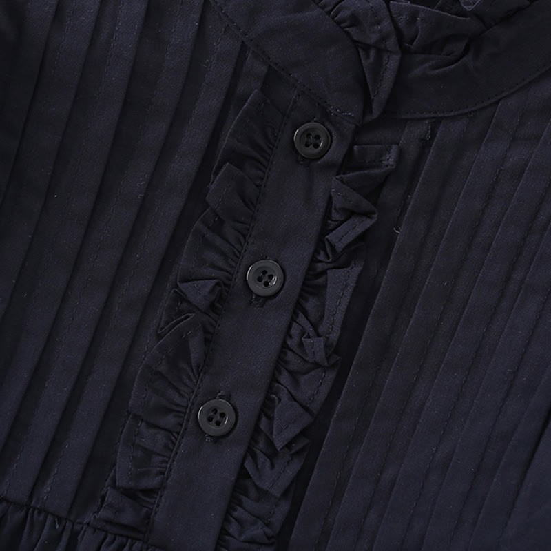 Toddler Kid Dark Blue Solid Color Dress - image 3