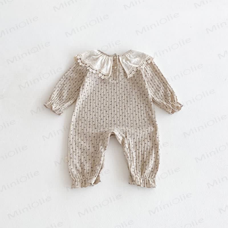 Baby Girl Floral Collar Grey Romper - image 6